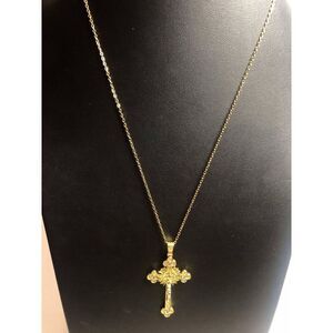 2571 Stainless Steel Polished Yellow IP-plated Crucifix 20in Necklace